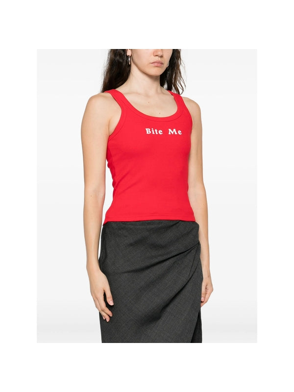 Slogan Embroidered Sleeveless Top