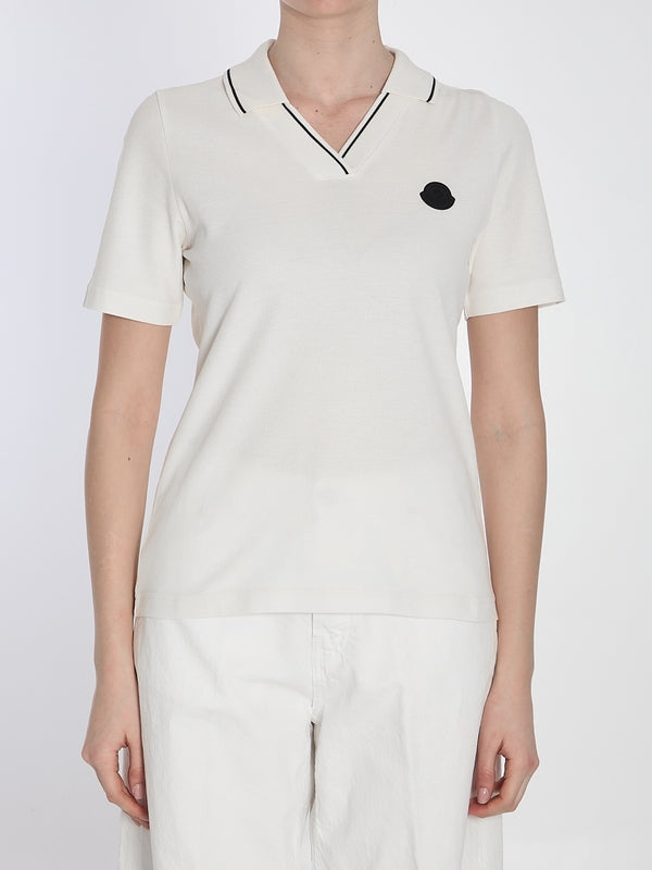 Logo Patch V-Neck Polo Shirt