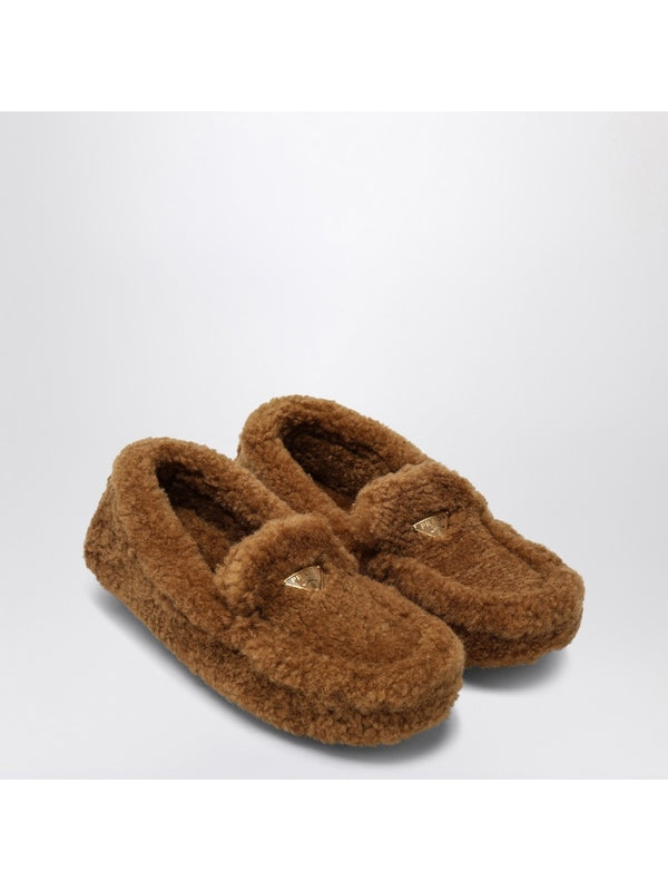 Triangle Logo Shearling Loafers