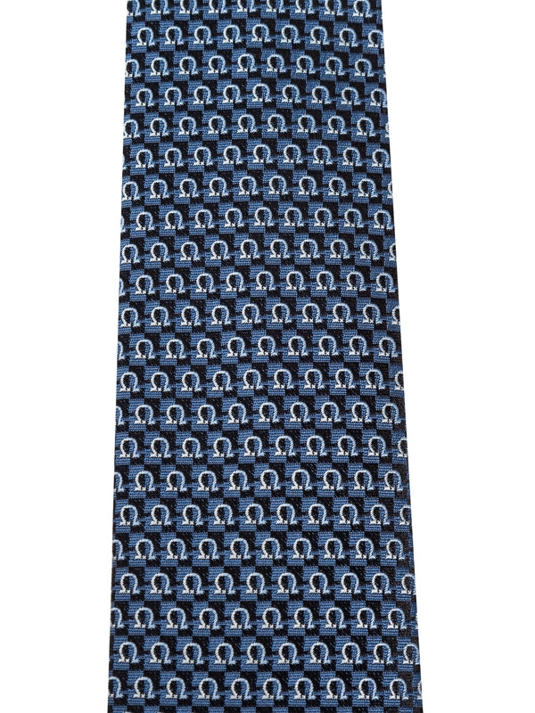 Gancini Pattern Silk Tie