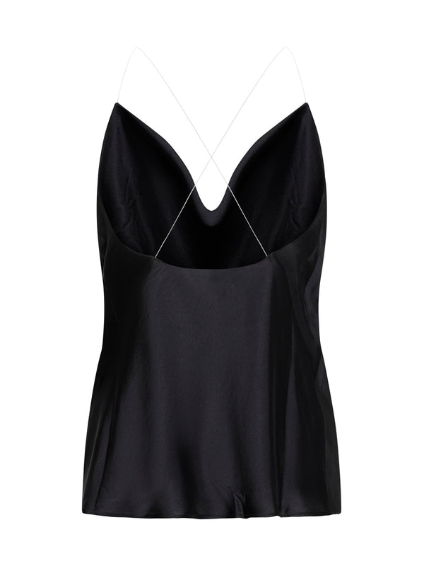 Evergreen Draped Neck Satin
  Tank Top