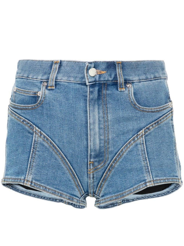 Panel Detail Denim Shorts