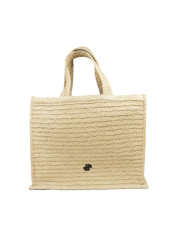 Logo Patch Raffia Tote Bag