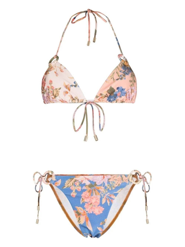 August Flower Pattern Bikini Set