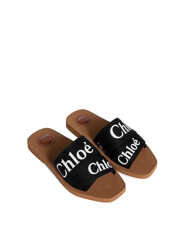 Woody Logo Linen Slide