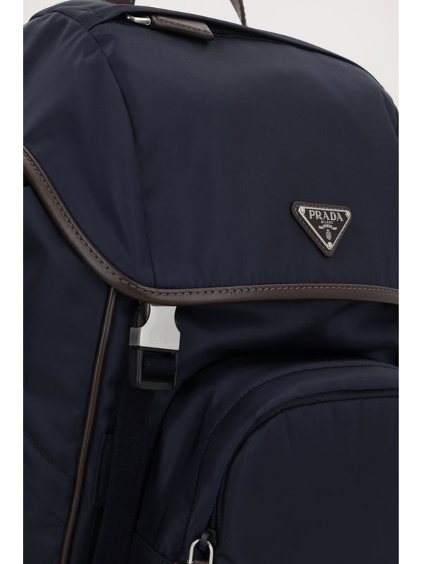 Triangle Logo Re-Nylon Leather Backpack