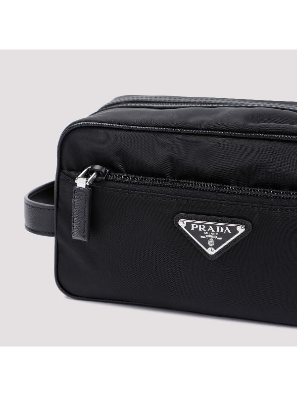 Triangle Logo Re-Nylon Leather
  Travel Pouch