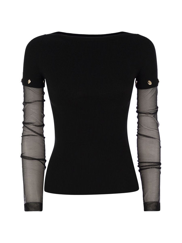 Alcide Sheer Sleeve Panel Long Sleeve Top