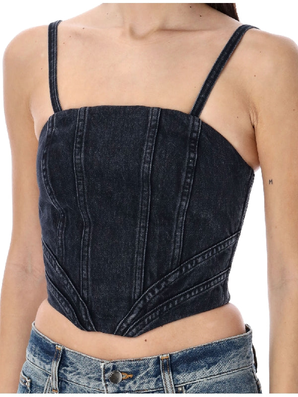 Denim Fitted Corset Top