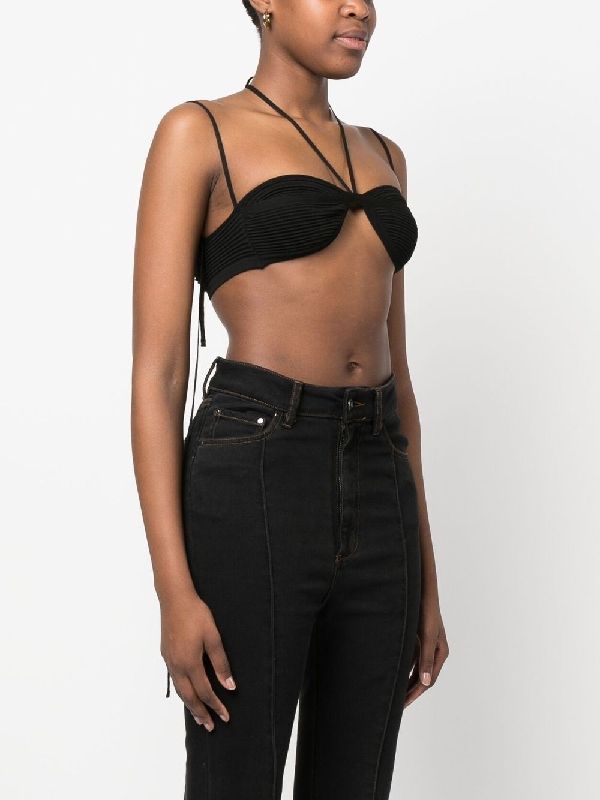 Strappy Viscose Knit Crop Top