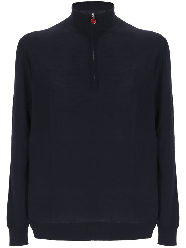 High Neck Half Zip-Up Wool Knit