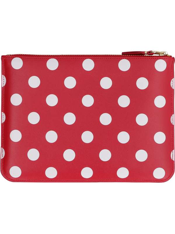 Polka Dot Red Leather Small Pouch