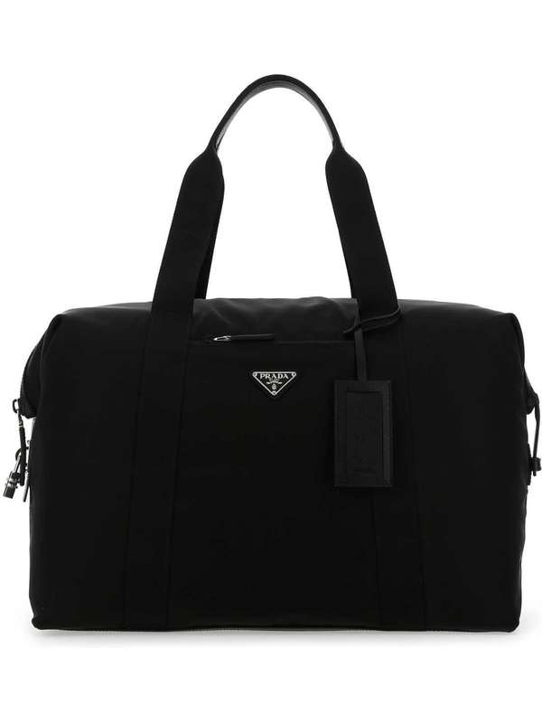 Triangle Logo Nylon Travel Boston Bag