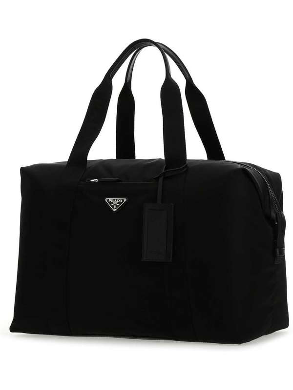 Triangle Logo Nylon Travel Boston Bag