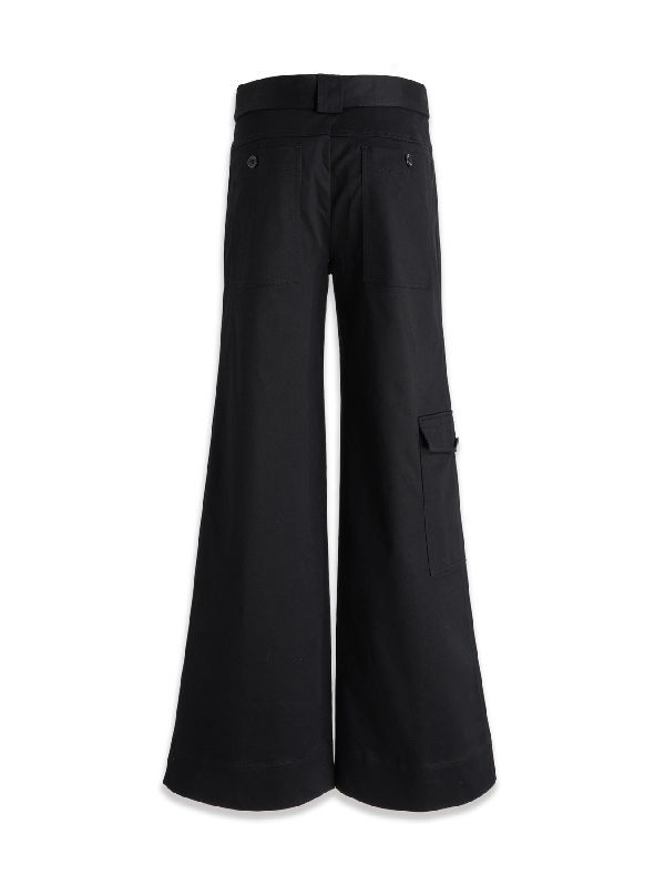 Belted Wide Cotton Cargo Pants