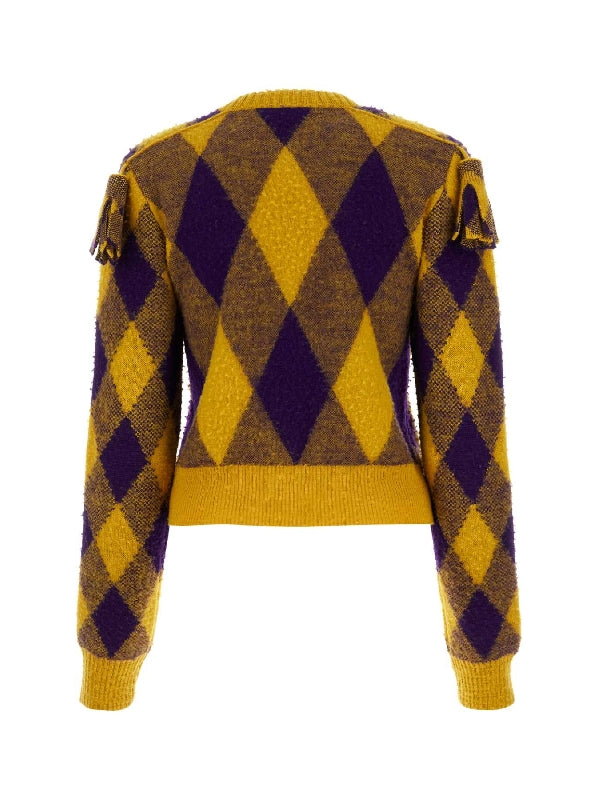 Argyle Check Tassel Wool Knit
