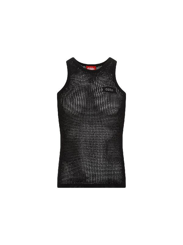 Chest Logo Cotton Mesh Tank Top