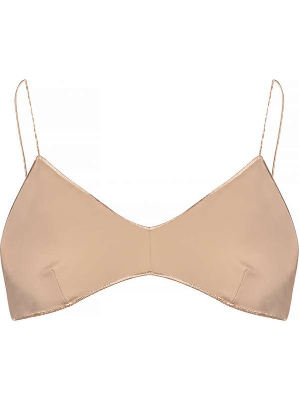 Beige Stretch Fabric Bikini Top