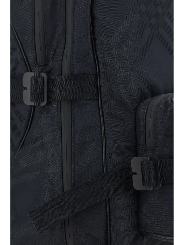 Check Jacquard Zipper Pocket Backpack