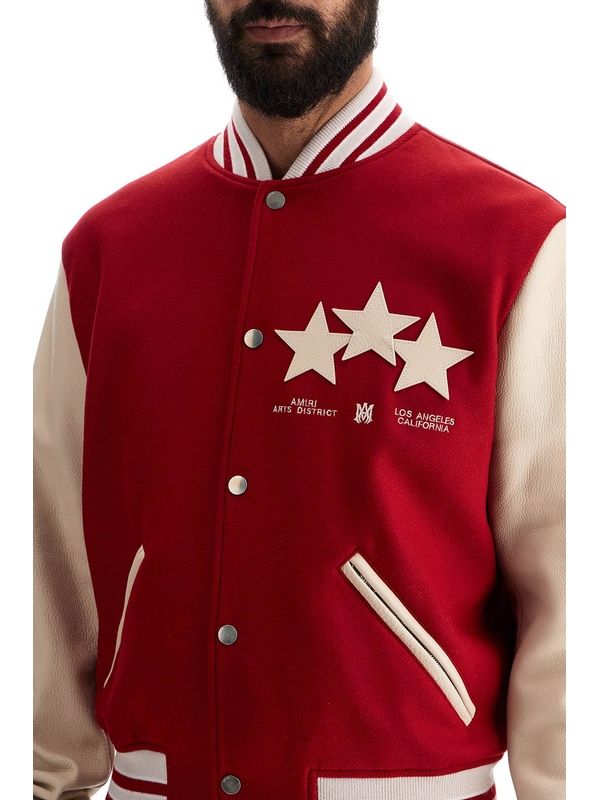 Star Patch Wool Bomber Jacket