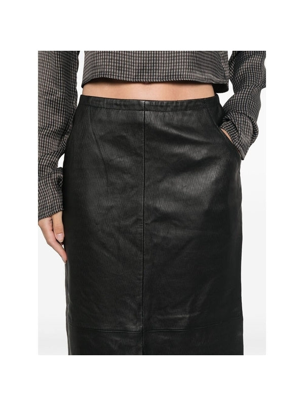 Slit Leather Skirt