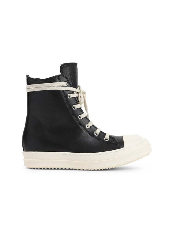 Zipper Detail Leather High Top Sneakers