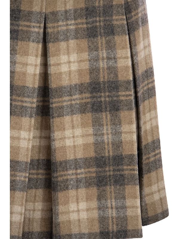 Allover Check Pleated Skirt