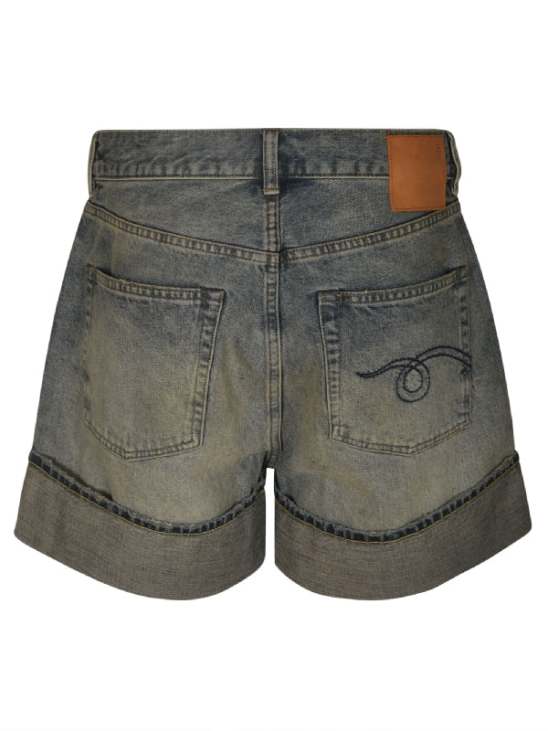 Nina Logo Patch Denim Shorts