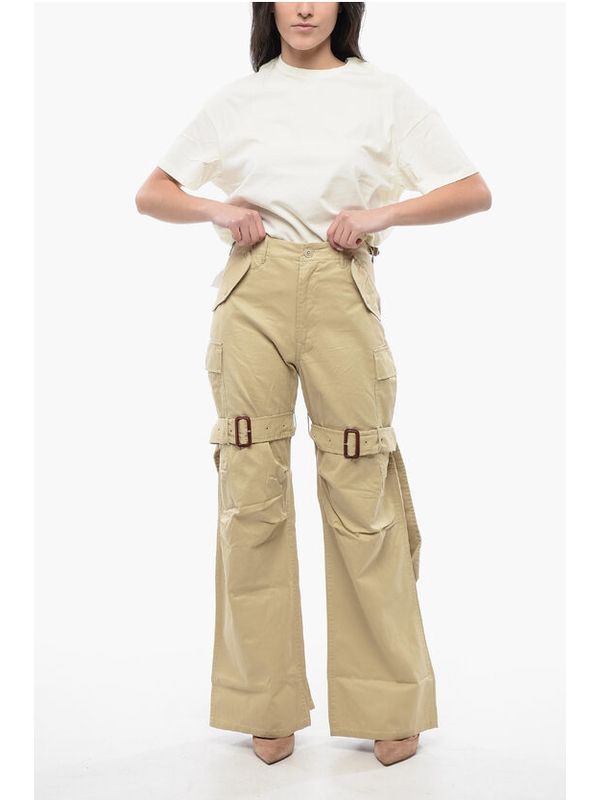 Multi Pocket Belt Decorated Cotton Cargo Pants