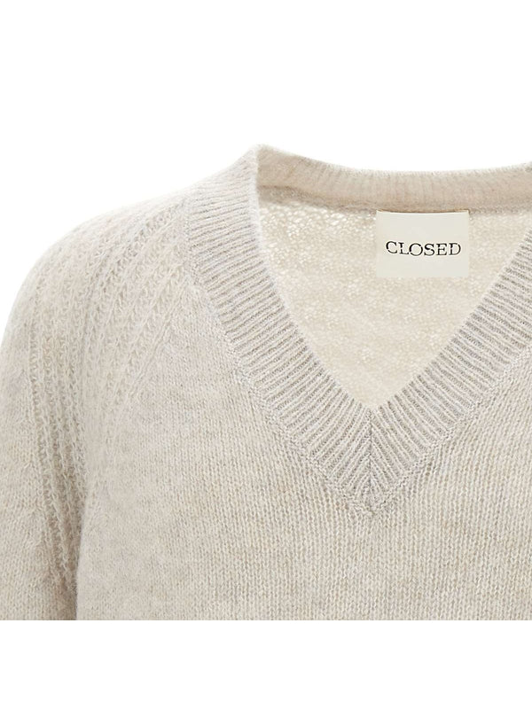 V-Neck Nylon Alpaca Wool Knit