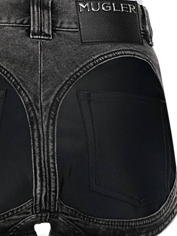 Panel Detail Denim Shorts