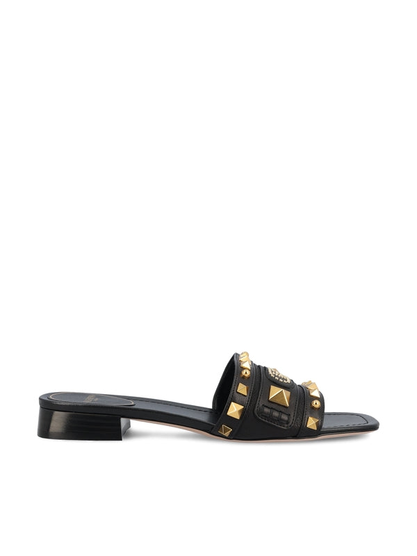 Rockstud Leather Slides