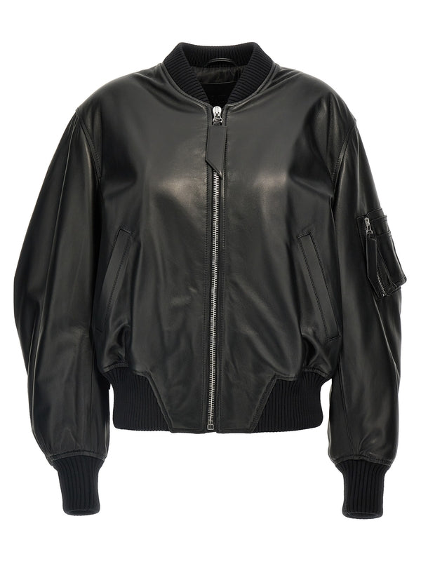 Zipper Pocket
  Leather Bomber Jacket