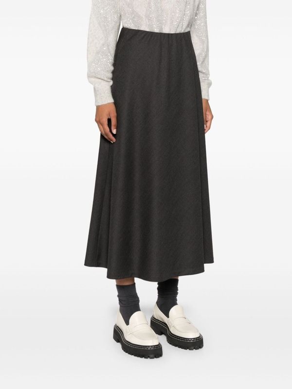 Wool Stretch Midi Skirt