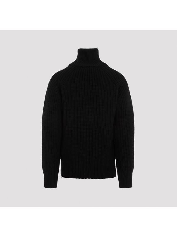 Zipper Wool High Neck Knit