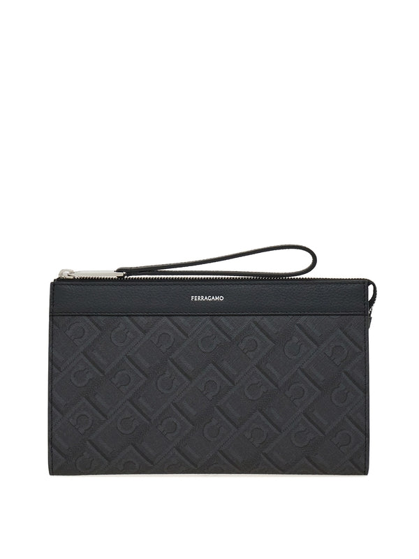 Gancini Jacquard Pattern Clutch Bag