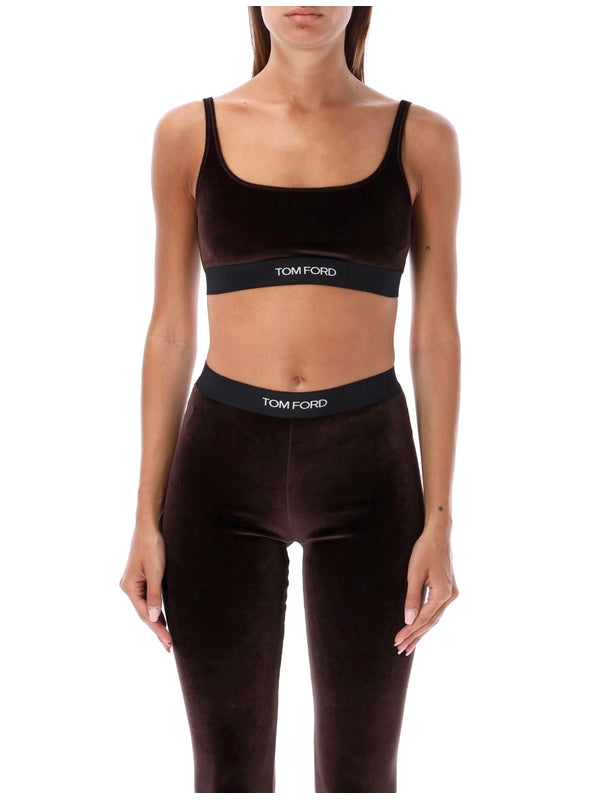 Logo Band Velvet Bralette