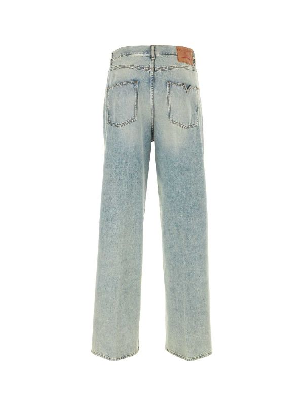 Back V Logo Cotton Wide Denim