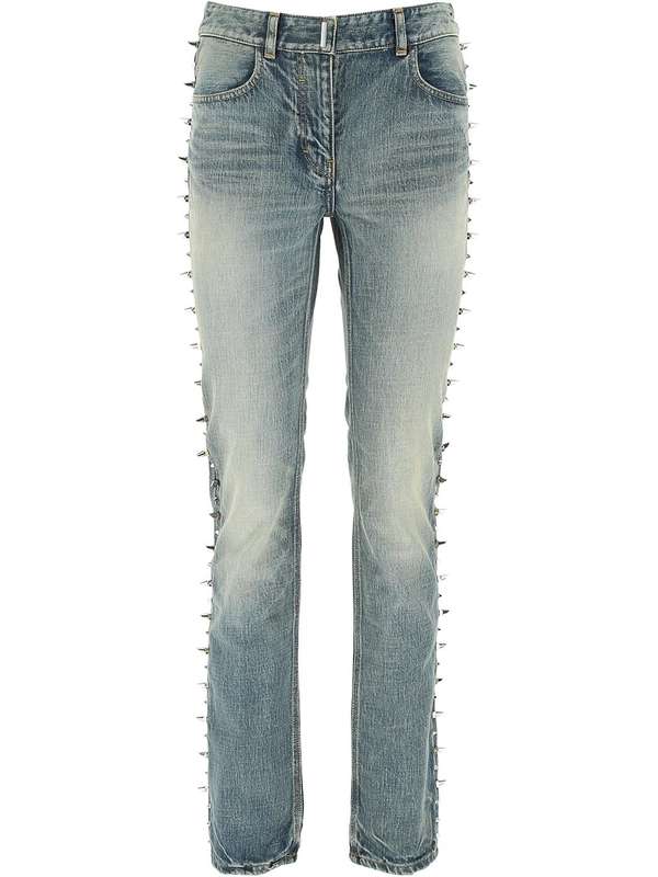 Side Stud Trim Denim Pants