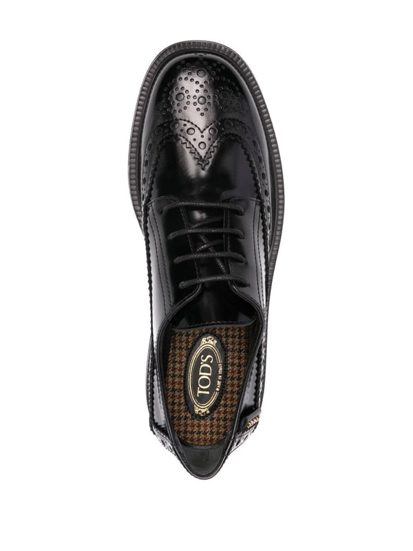 Black Brogue Leather Derby Shoes