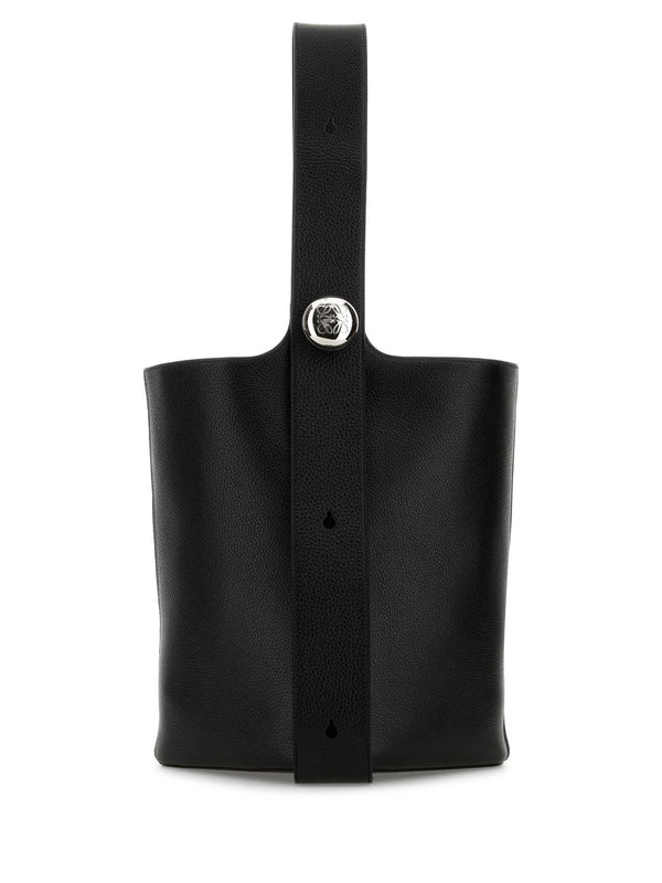 Pebble-Embellished Leather Bucket Bag