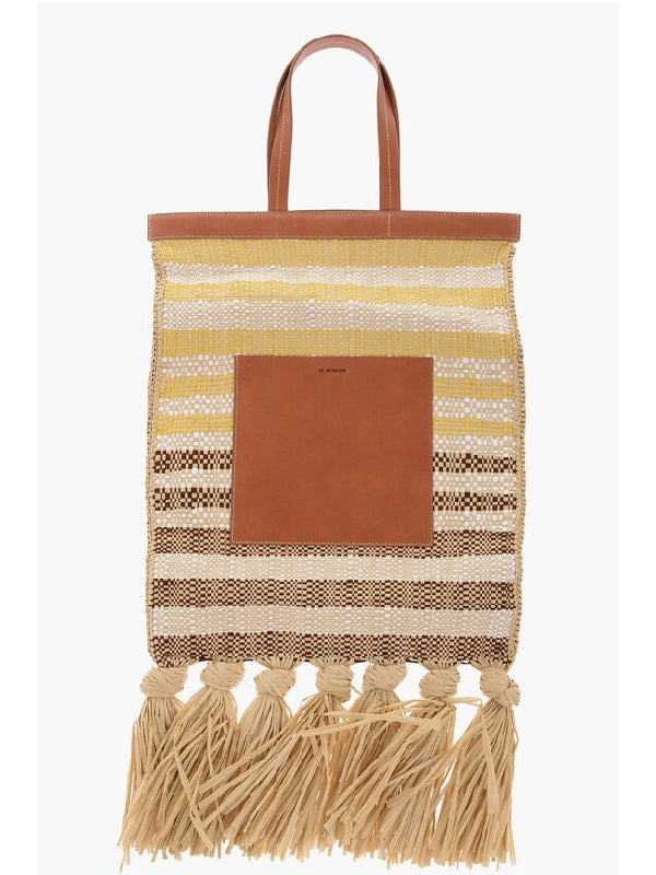 Stripe Raffia Tote Bag