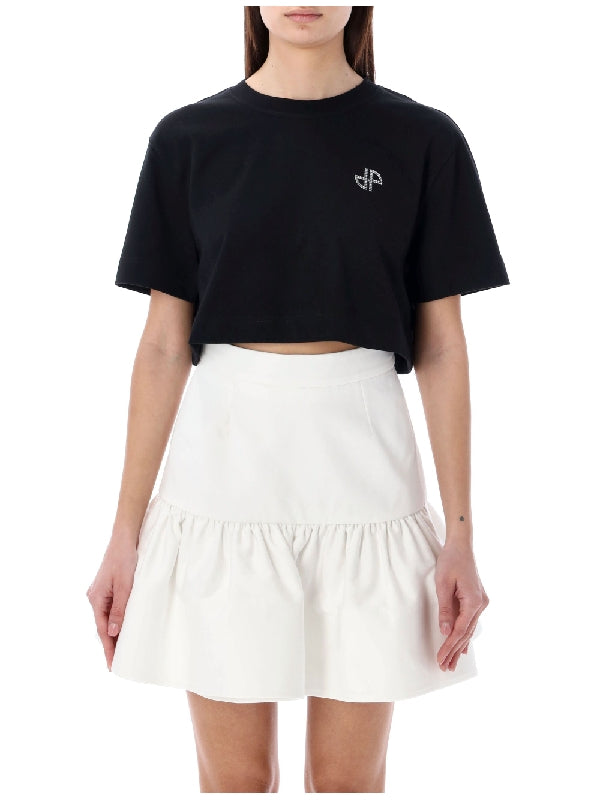 Chest Crystal Logo Crop T-shirt