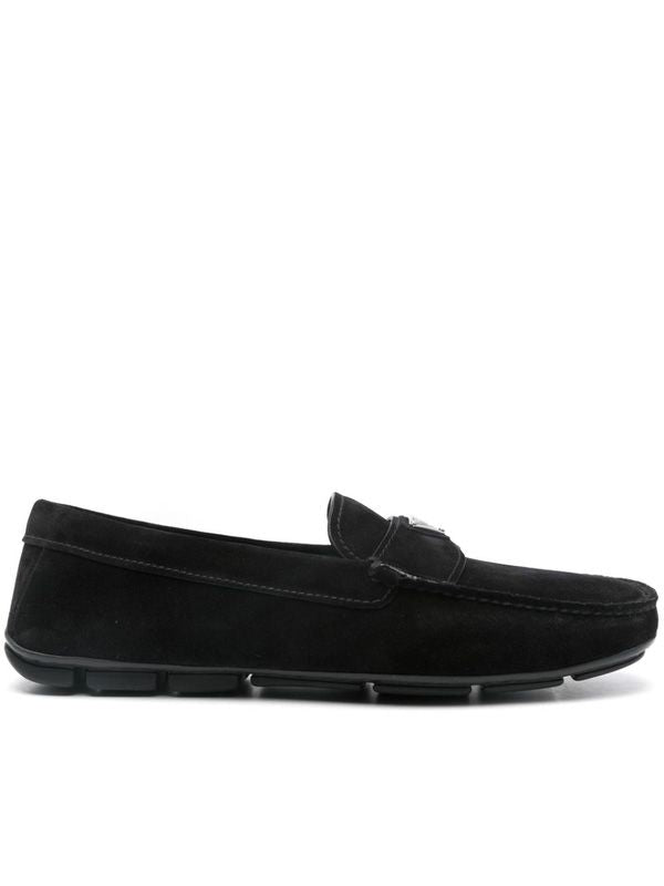 Triangle Logo Suede Loafers