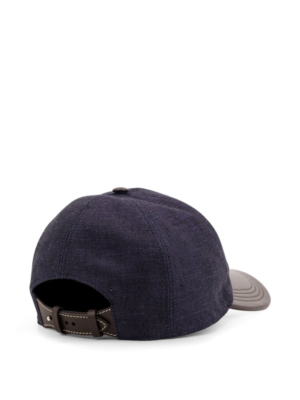 Logo Linen Leather Ball Cap