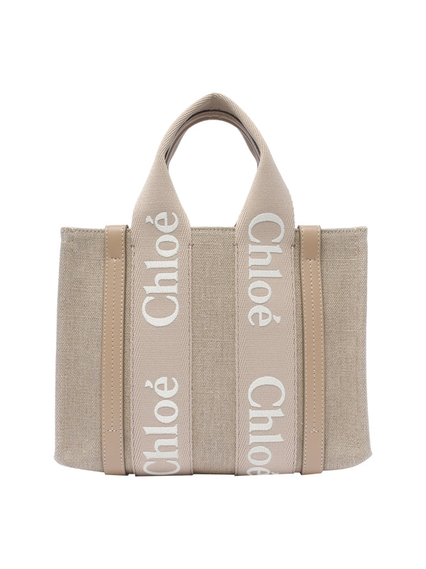 Woody Logo Linen Tote Bag