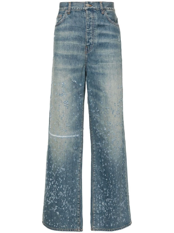 Shotgun distressed washing denim pants