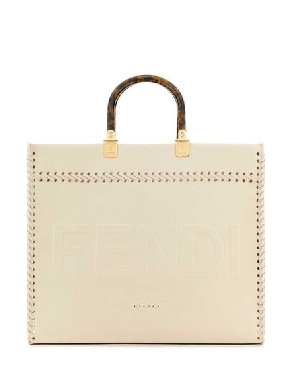 Sunshine embossed logo leather tote bag