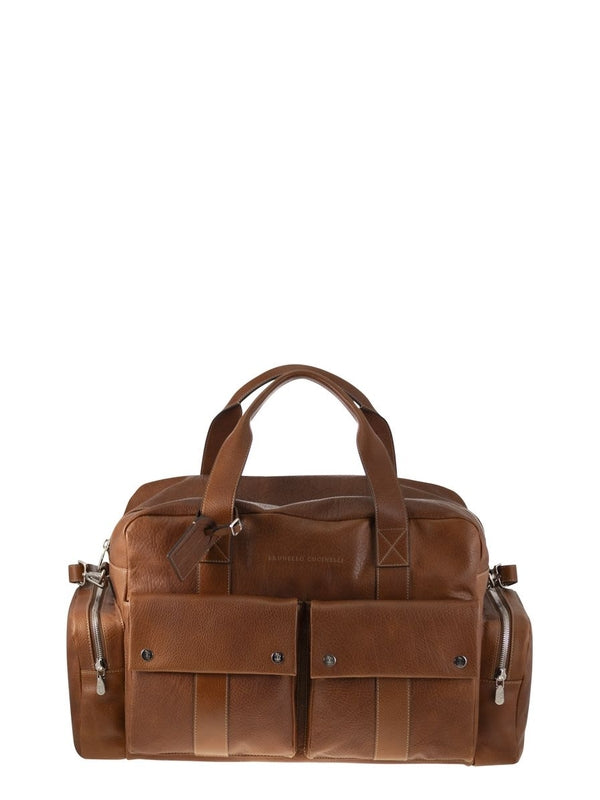 Logo Leather Boston Bag