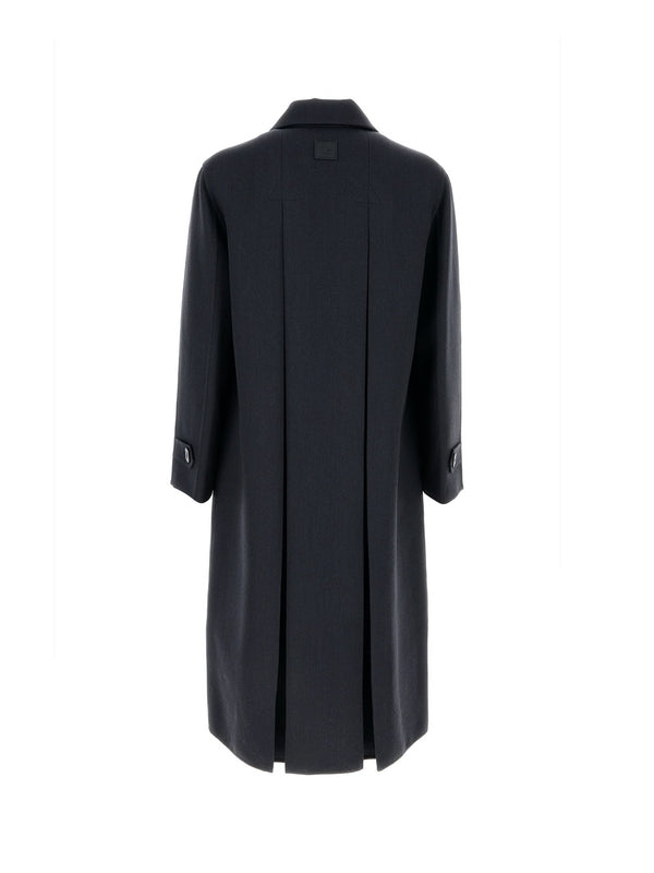 Back Pleated Single Wool Coat